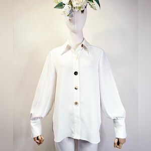 🤍 Topshop White Mixed Button Down Shirt